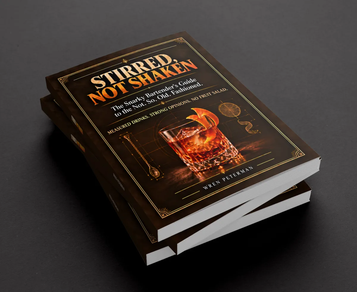 Two stacked copies of Stirred, Not Shaken by Wren Peterman.